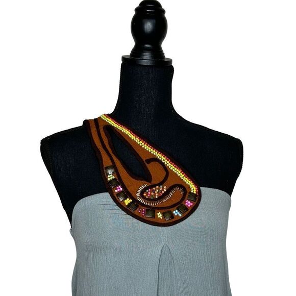 INDO MARIO Beaded Green Gauze Muni Dress Small - Picture 2 of 15